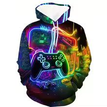 Gamepad jugador de juegos sudaderas divertidas Graffiti neón